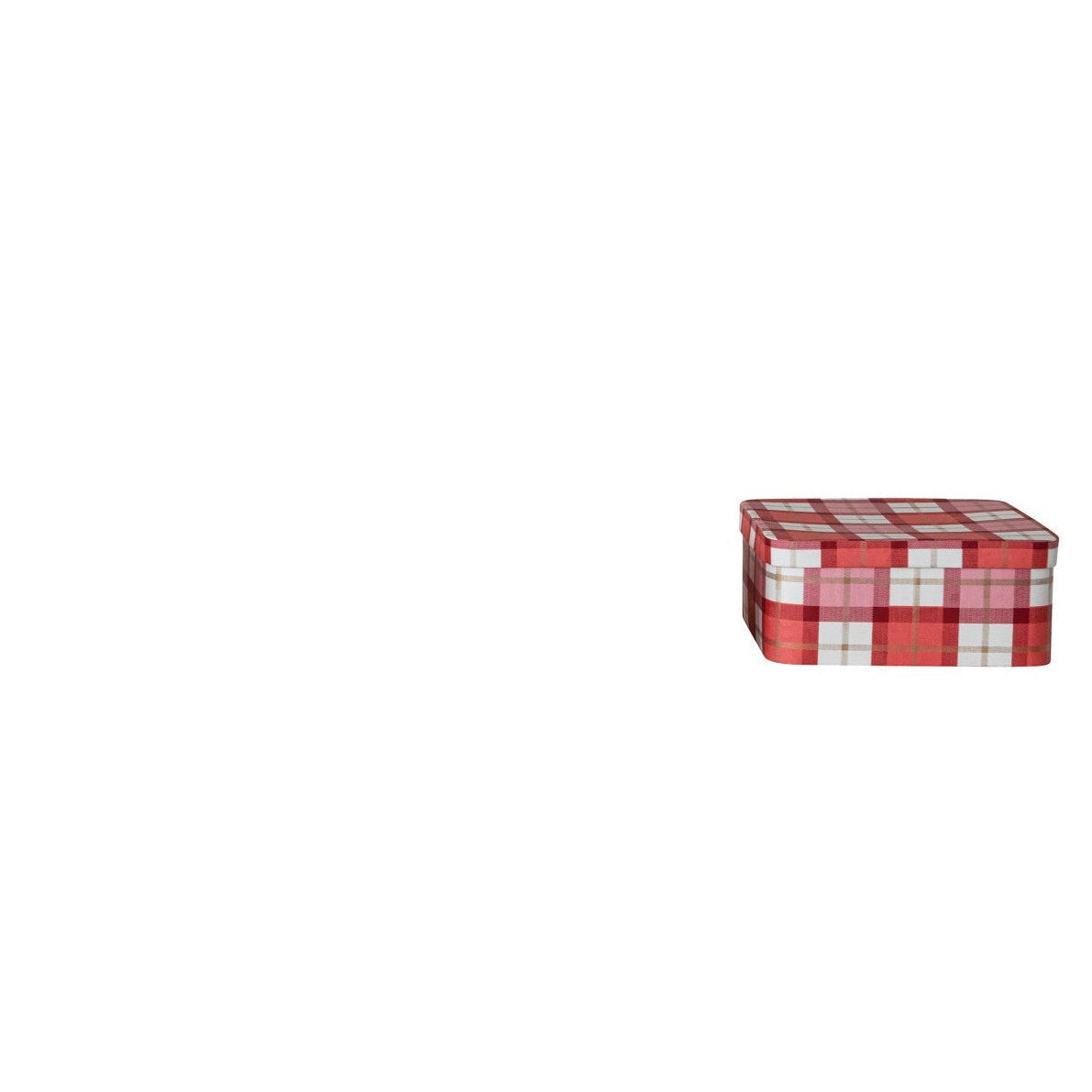 largest christmas box with red, pink, and white plaid design