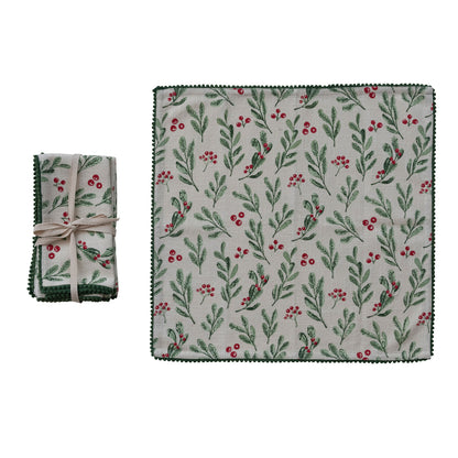 napkin set next to an unfolded napkin on a white background