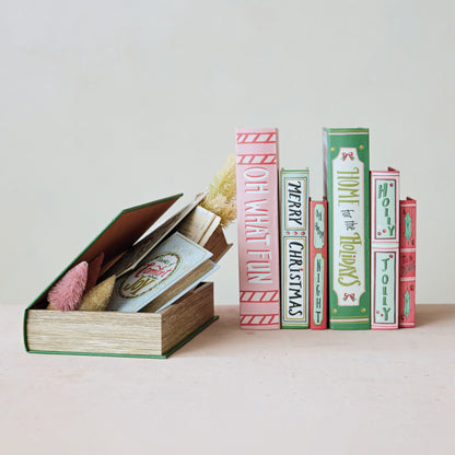 9 book boxes in a decorated setting