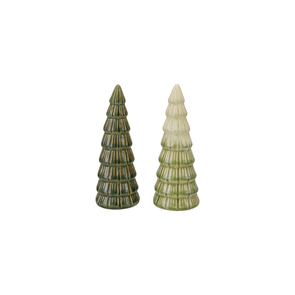 2 ceramic trees on a white background