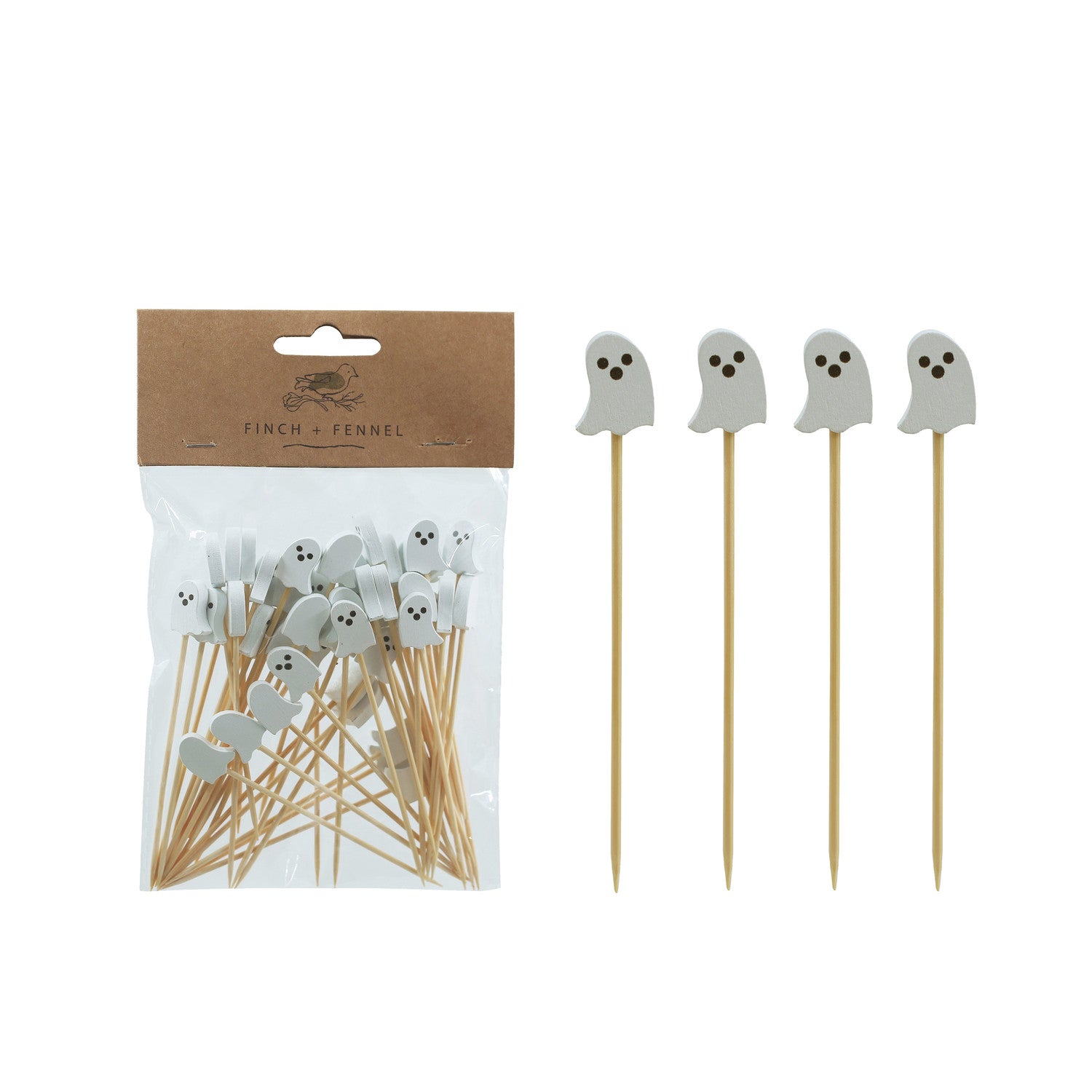 package of ghost handled wood picks next to 4 out of the package