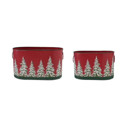 2 sizes of Embossed Metal Buckets on a white background