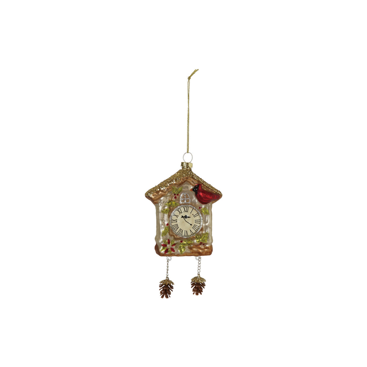 Mercury Glass Cuckoo Clock Ornament on a white background