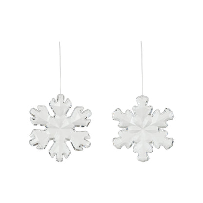 2 assorted Acrylic Snowflake Ornaments on a white background