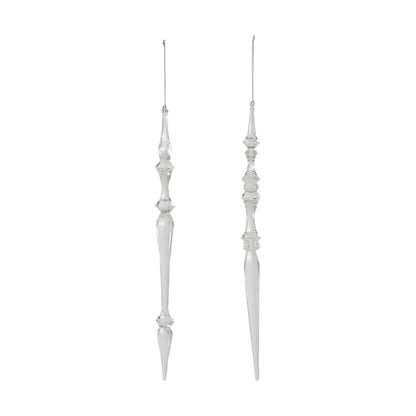2 assorted Acrylic Icicle Ornaments on a white background