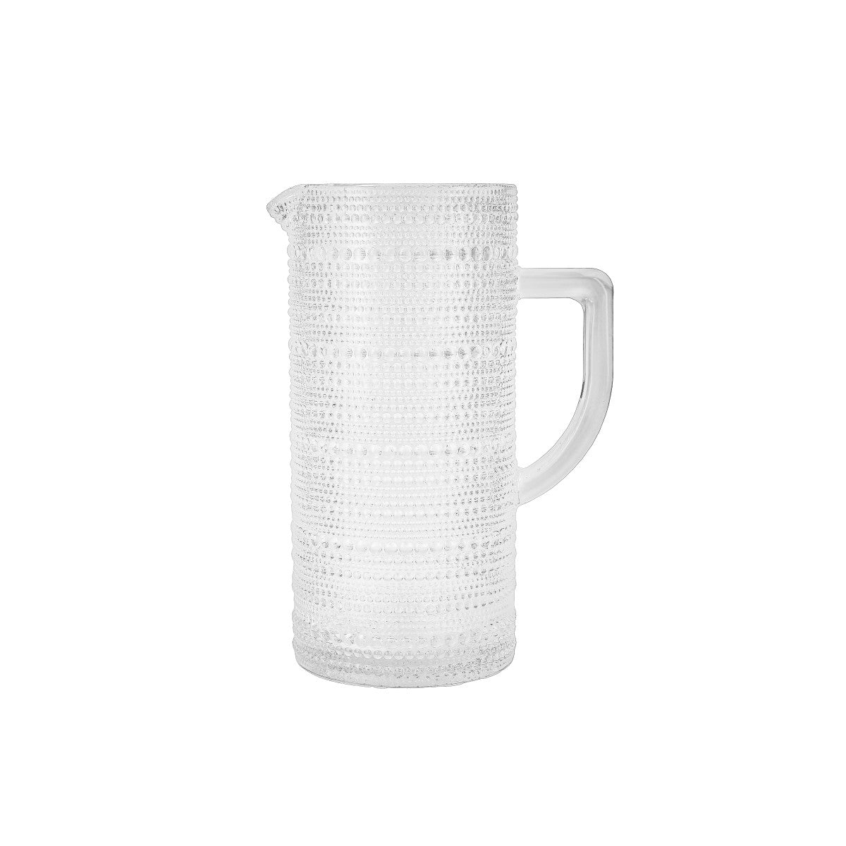 clear jupiter pitcher on a white background.