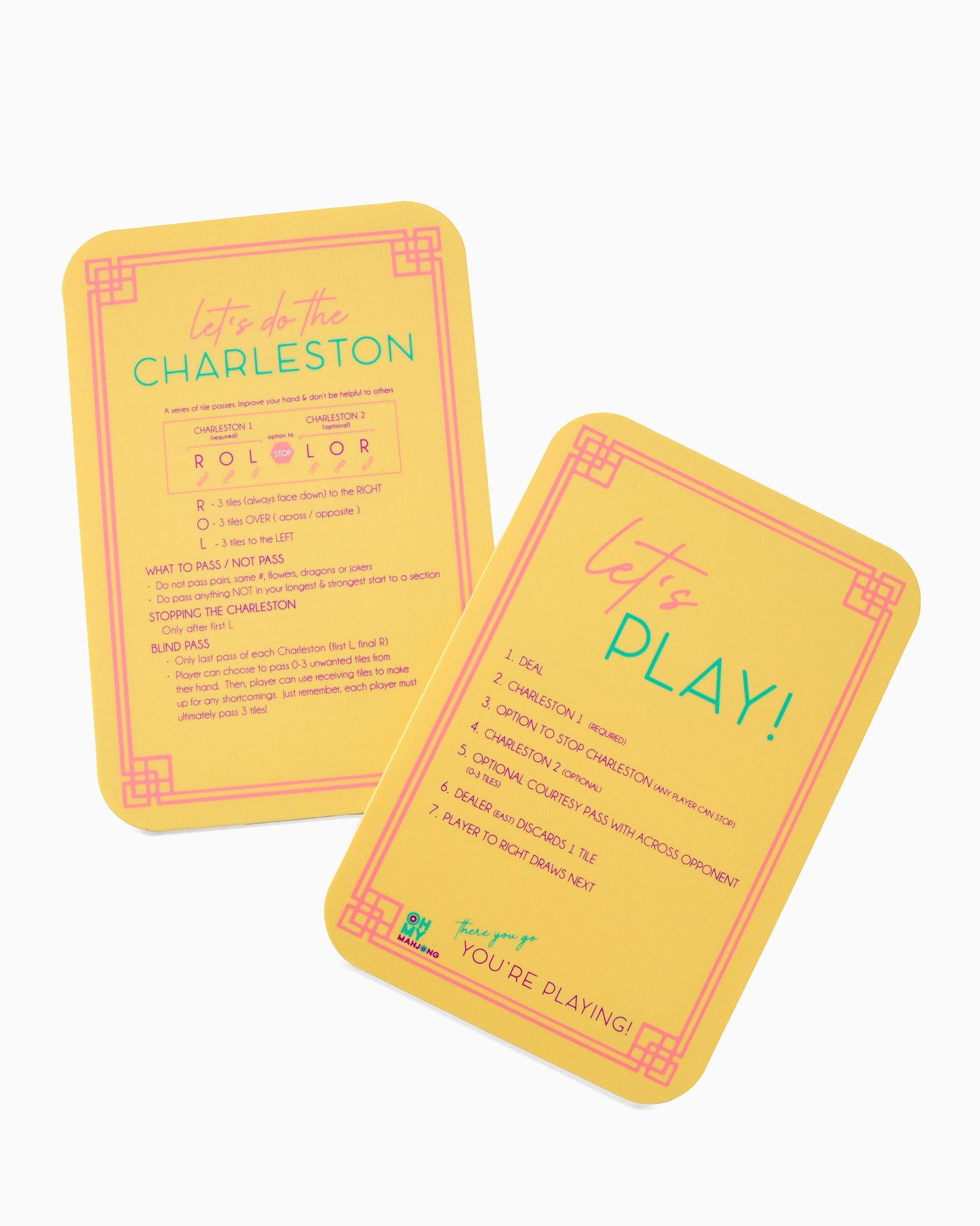 front side of yellow shuffler cards
