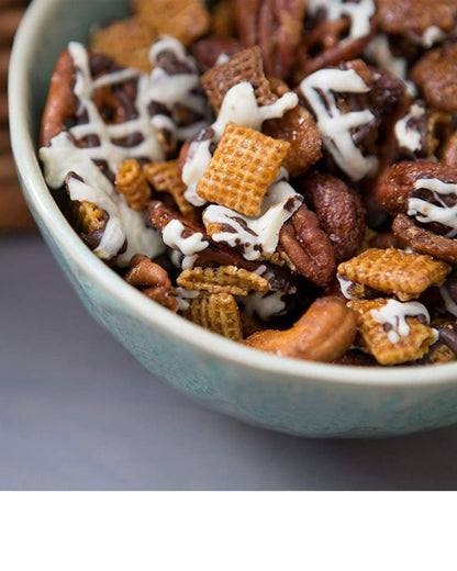 close-up of bowl filled with wicked snacks