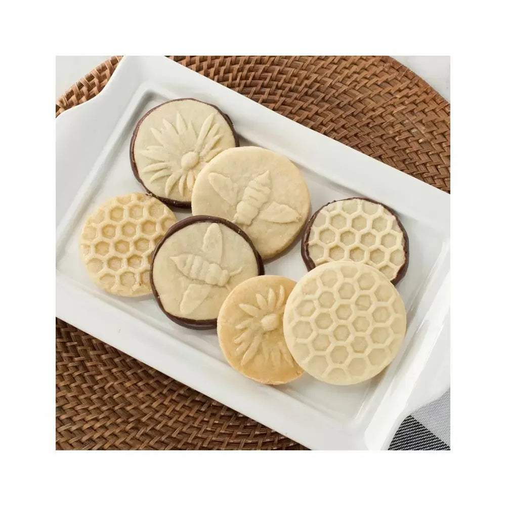 Nordic Ware Cast Cookie Stamps Honeybee 3 Count Silver