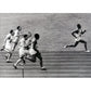 front of card is a photograph of jesse owens winning a race