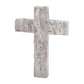 gray travertine cross on a white background