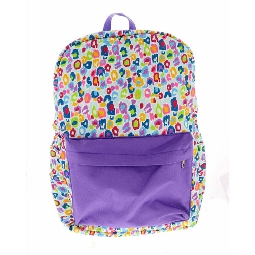 lovely leopard kids backpack on a white background