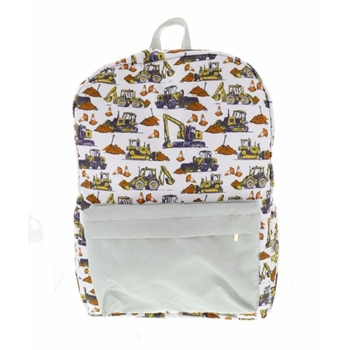 under construction kids backpack on a white background