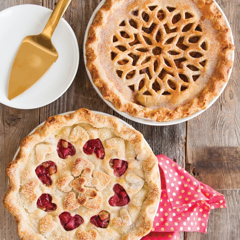 pies with lattice cut pie crust tops.