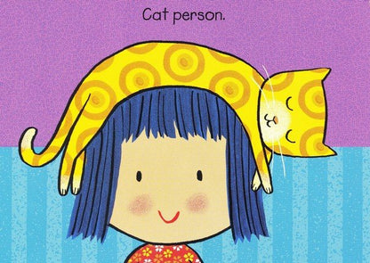 a page inside with illustration of a girl with a cat on her head