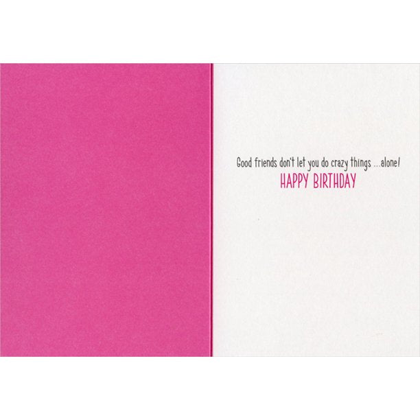 inside of card is pink and white with inside text in black and pink