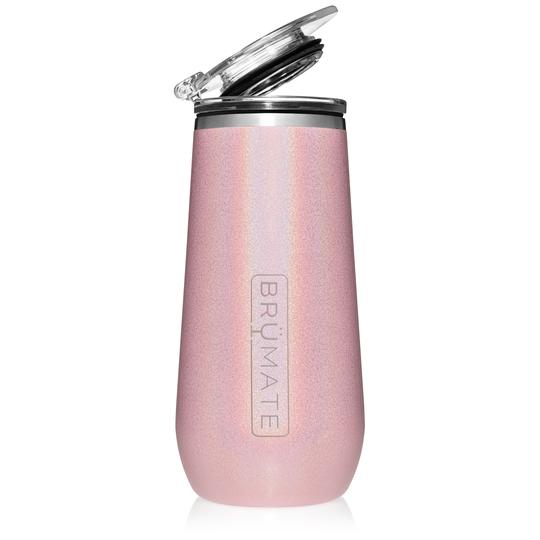 glitter blush insulated champagne flute on a white background