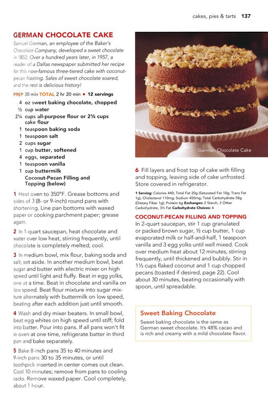 another recipe page with a baked cake on a cake stand