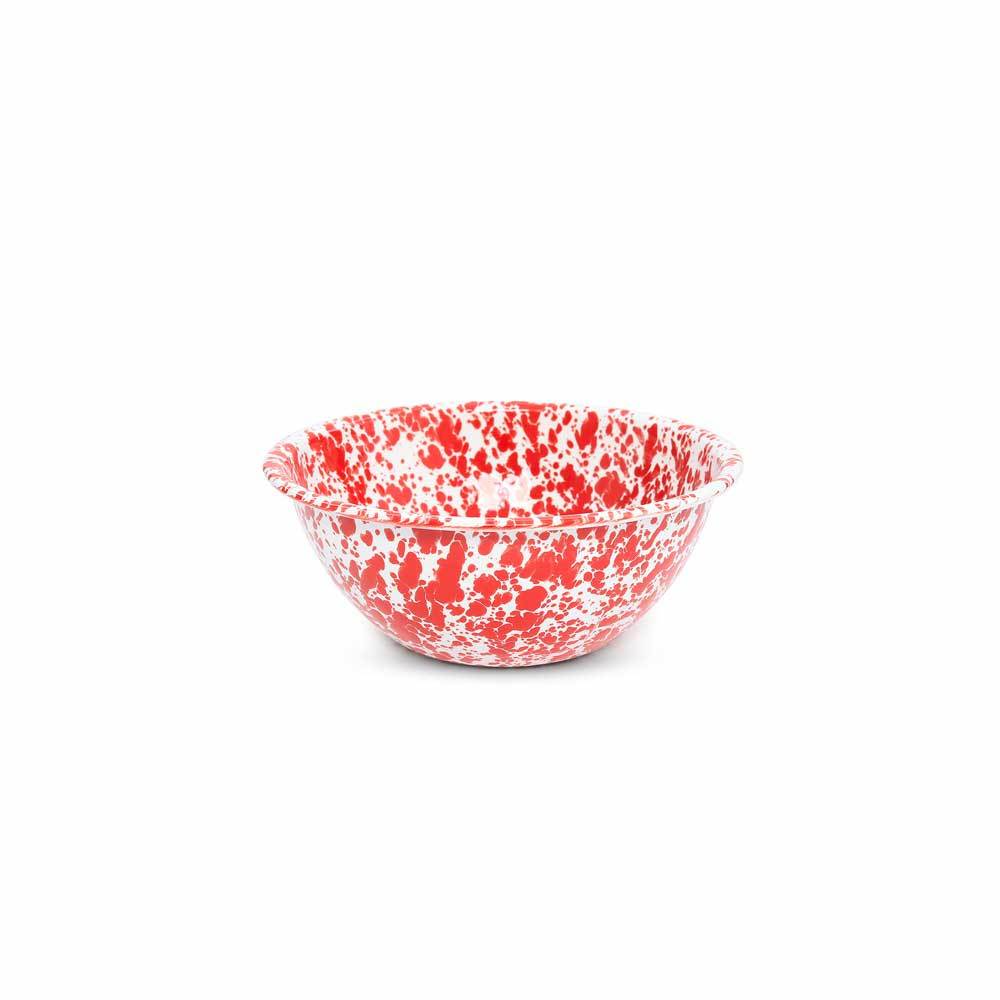 small red serving bowl on a white background