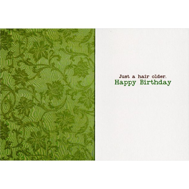 inside view of card is green with green floral and the other is white with black and green text listed in the description