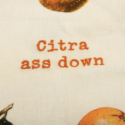 close-up of "citra ass down" embroidery.