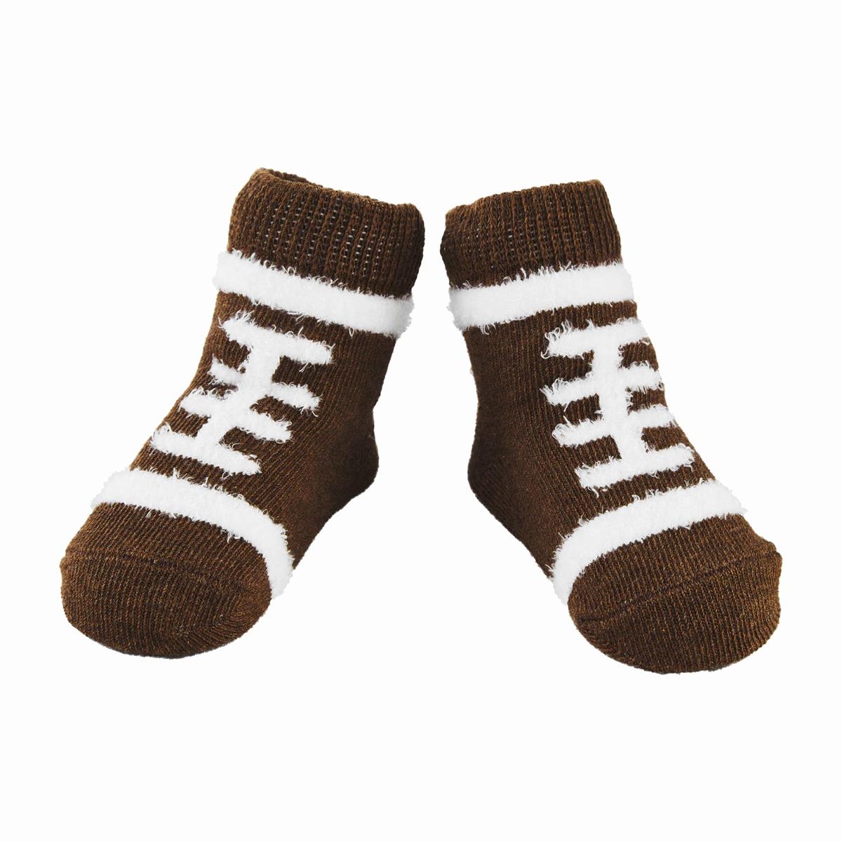 football chenille socks on a white background