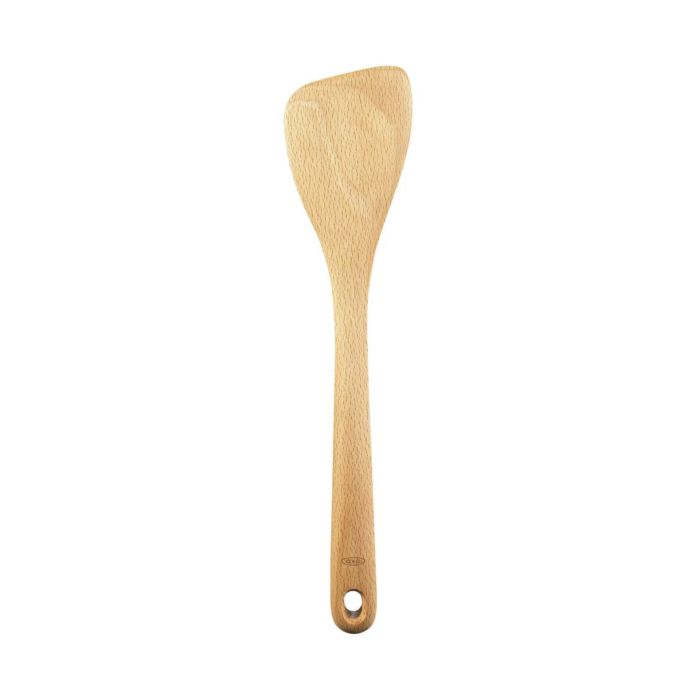 wooden spatula with squared head.
