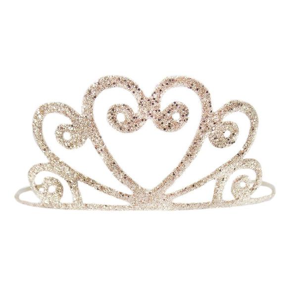 the gold glitter tiara on a white background