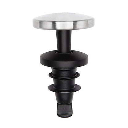 tall black stoppers with stainless steel top.
