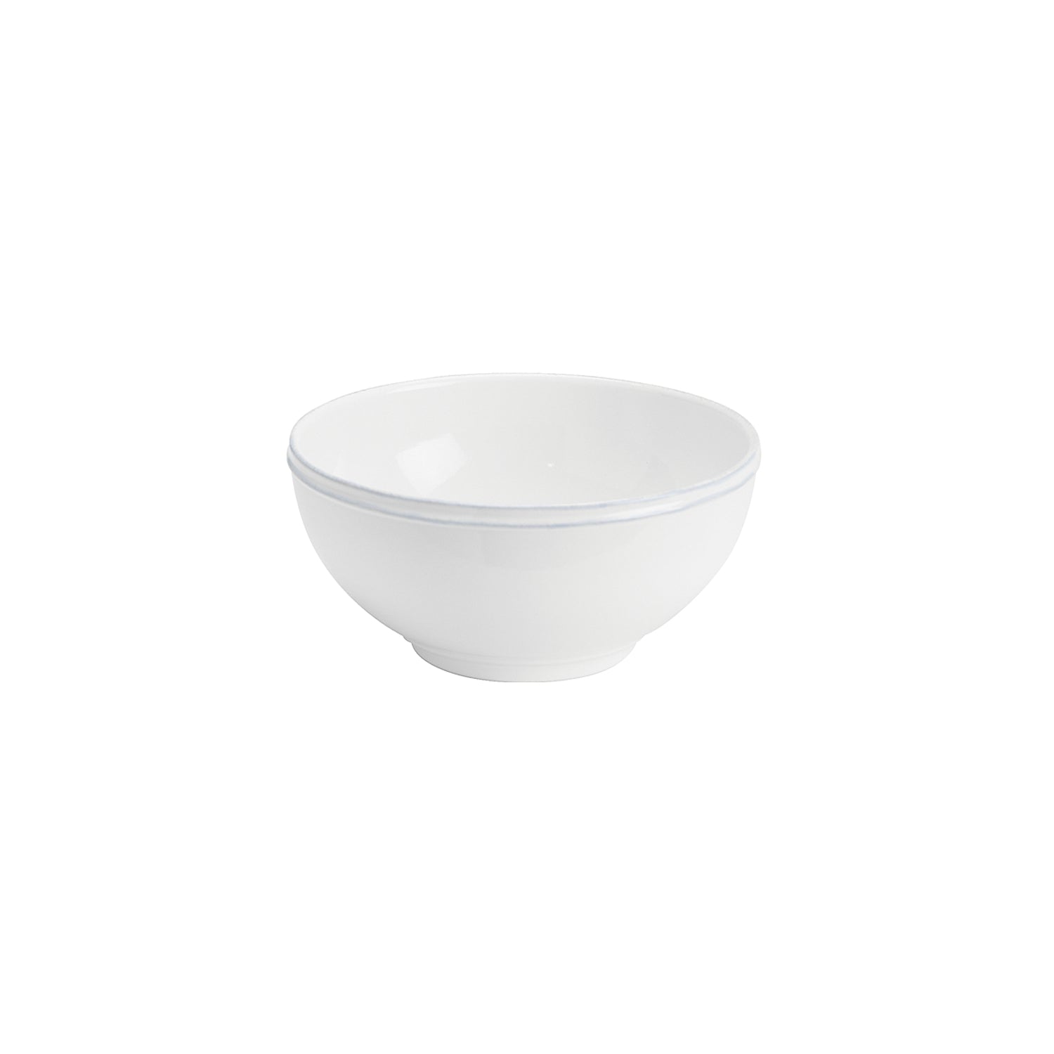 angled view of white bowl.