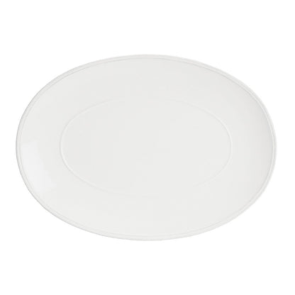 top view of white oval platter.