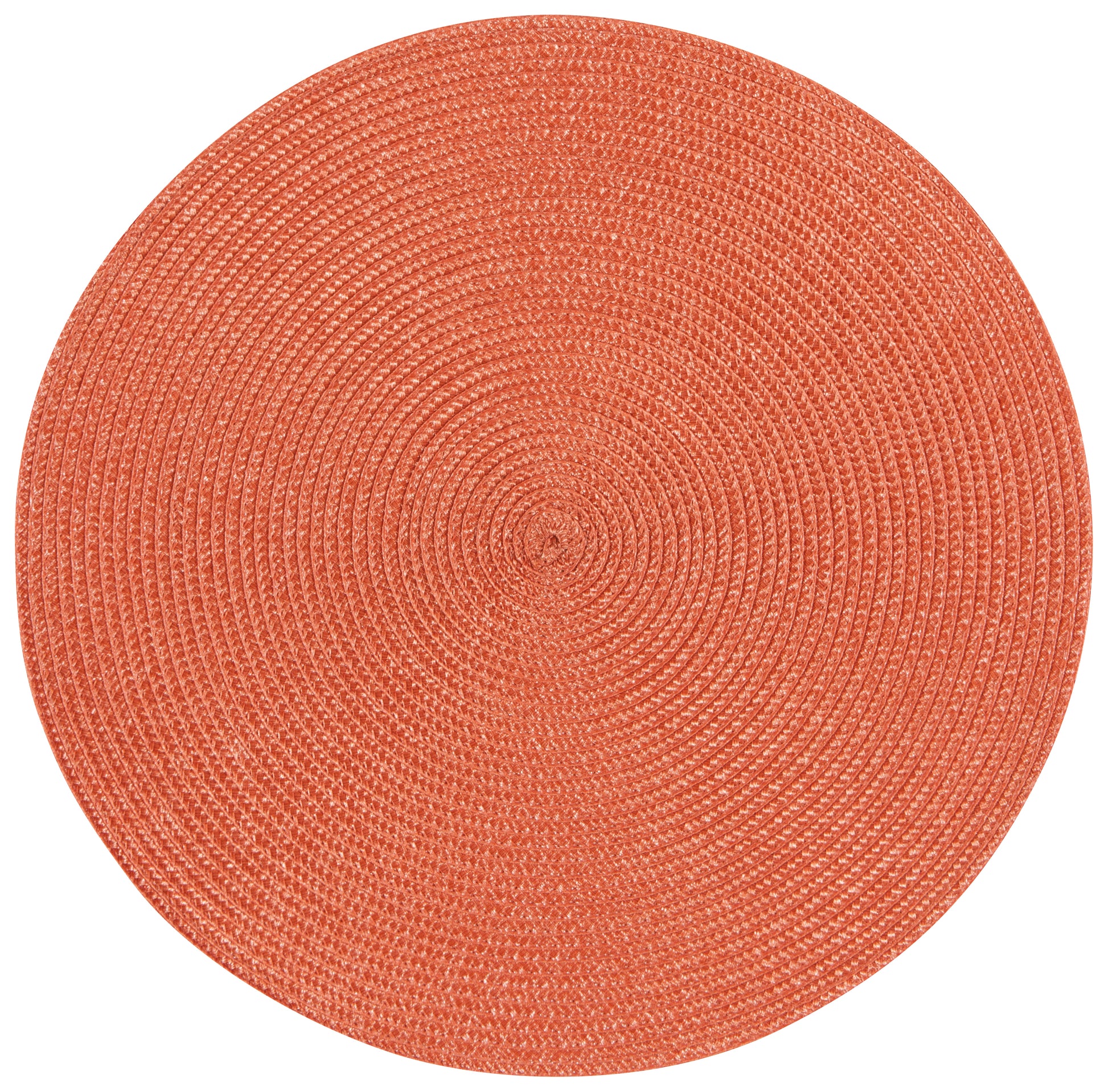 top view of rusty orange place mat on a white background