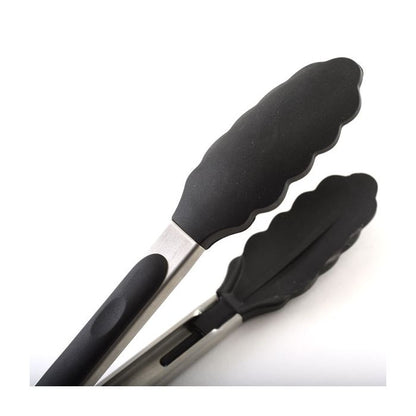 3 Pcs Locking Kitchen Tongs - 430 Premium Stainless Steel and Non-Slip Heat Resistant Handle Smarten Color: Black