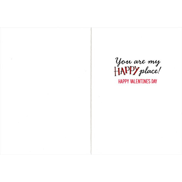 inside view of card is white with black, red, and hot pink text listed in the description