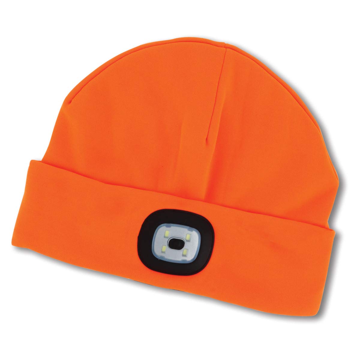 orange Men's Rechargeable LED Beanie displayed against a white background