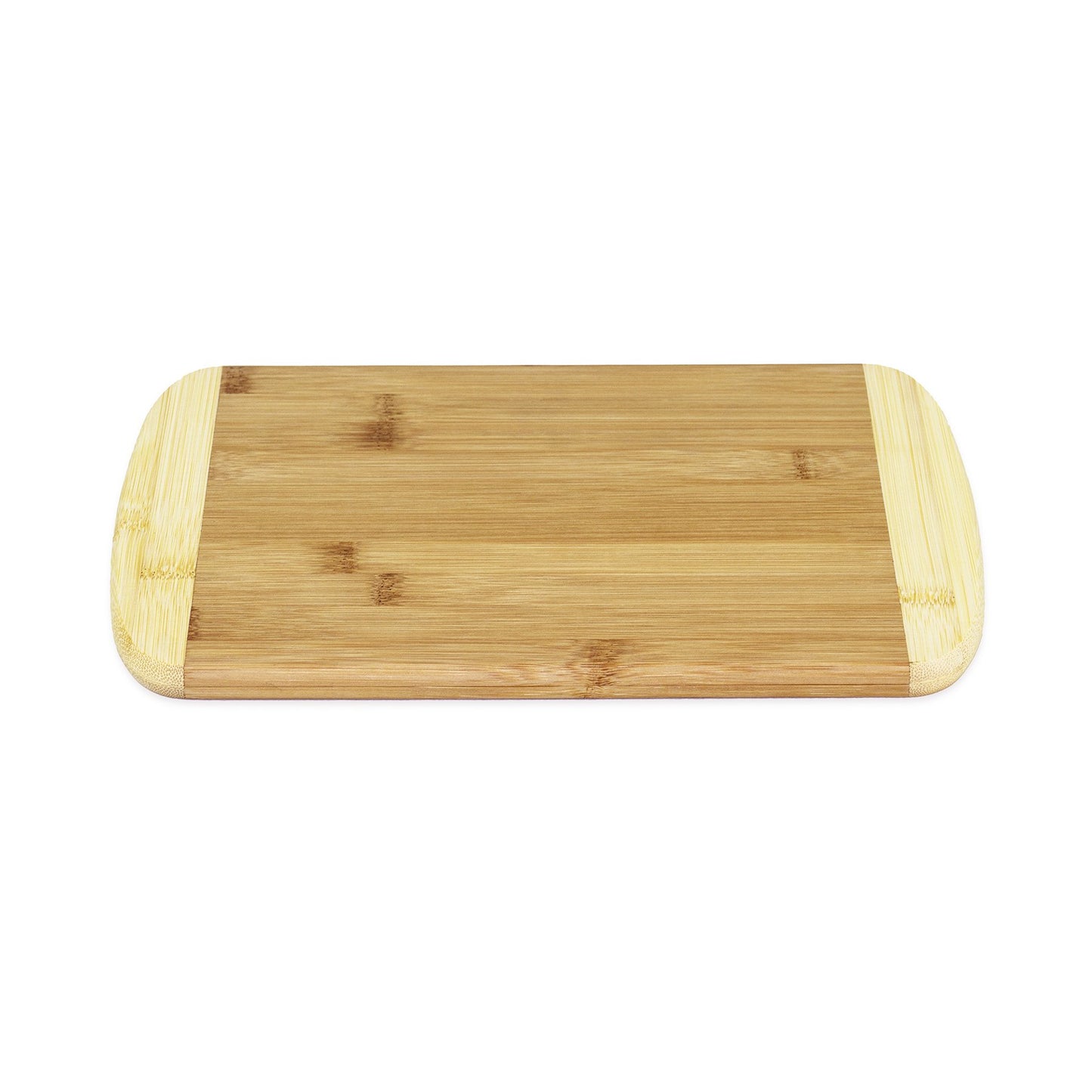 angled view of wood board on white background.