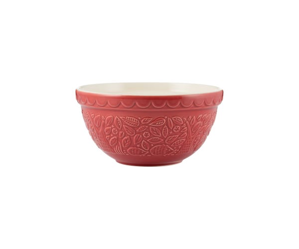 red forest bowl on a white background.
