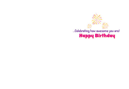 inside of card is white background with purple and pink inside text and fireworks