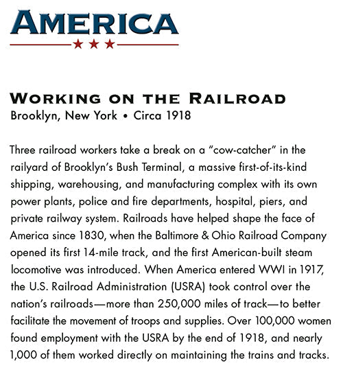 back of card has the history of working on the railway in 1918