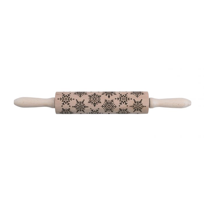 the snowflake design rolling pin on a white background