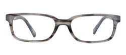 front view of gray horn adrift glasses on a white background