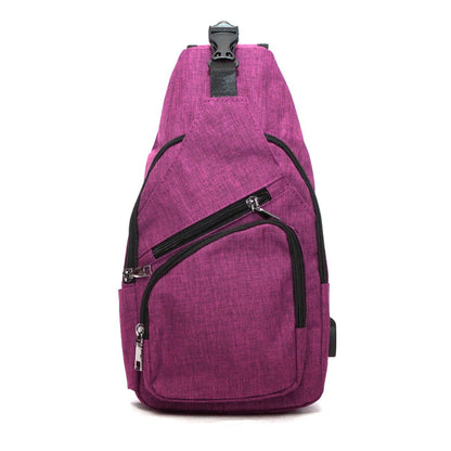plum anti-theft daypack on a white background