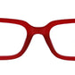front view of red willow glasses on a white background