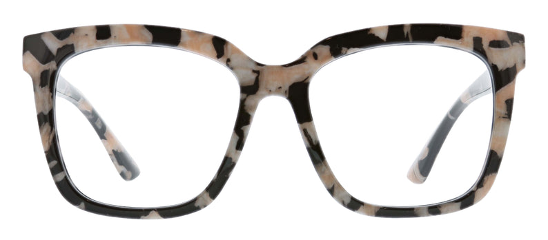 front view of black marble next level glasses on a white background