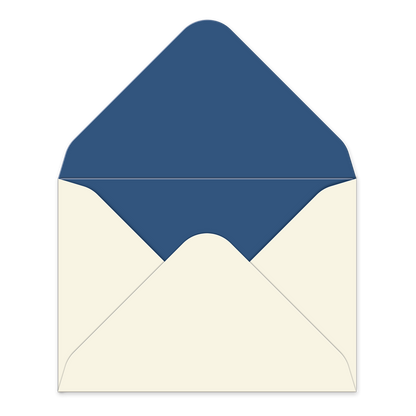 cream colored envelope with blue inner lining.
