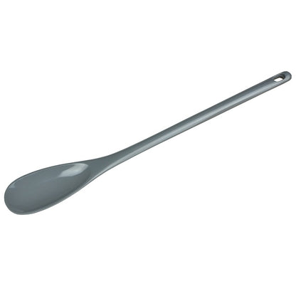 gray melamine mixing spoon on a white background