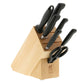 knife block filled with knives on a white background