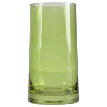 olive mid century cooler glass on a white background