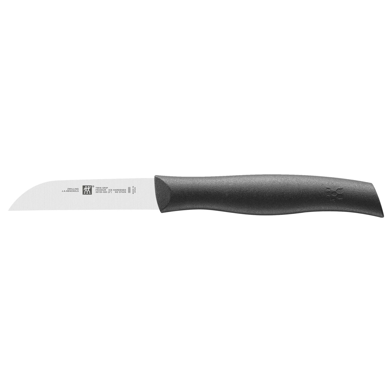 black handled knife on white background