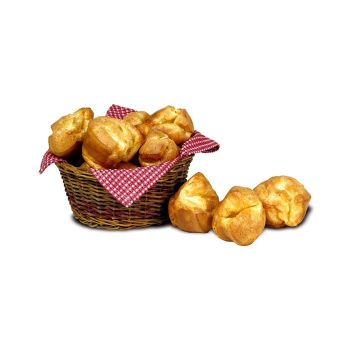 basket lined with cloth and filled with popovers.